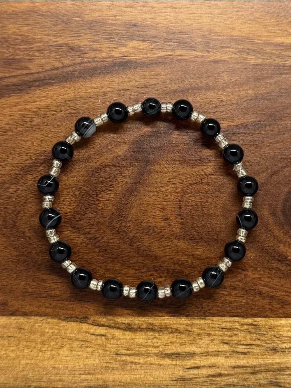 ✨ Handmade Black Obsidian Stretch Bracelet ✨